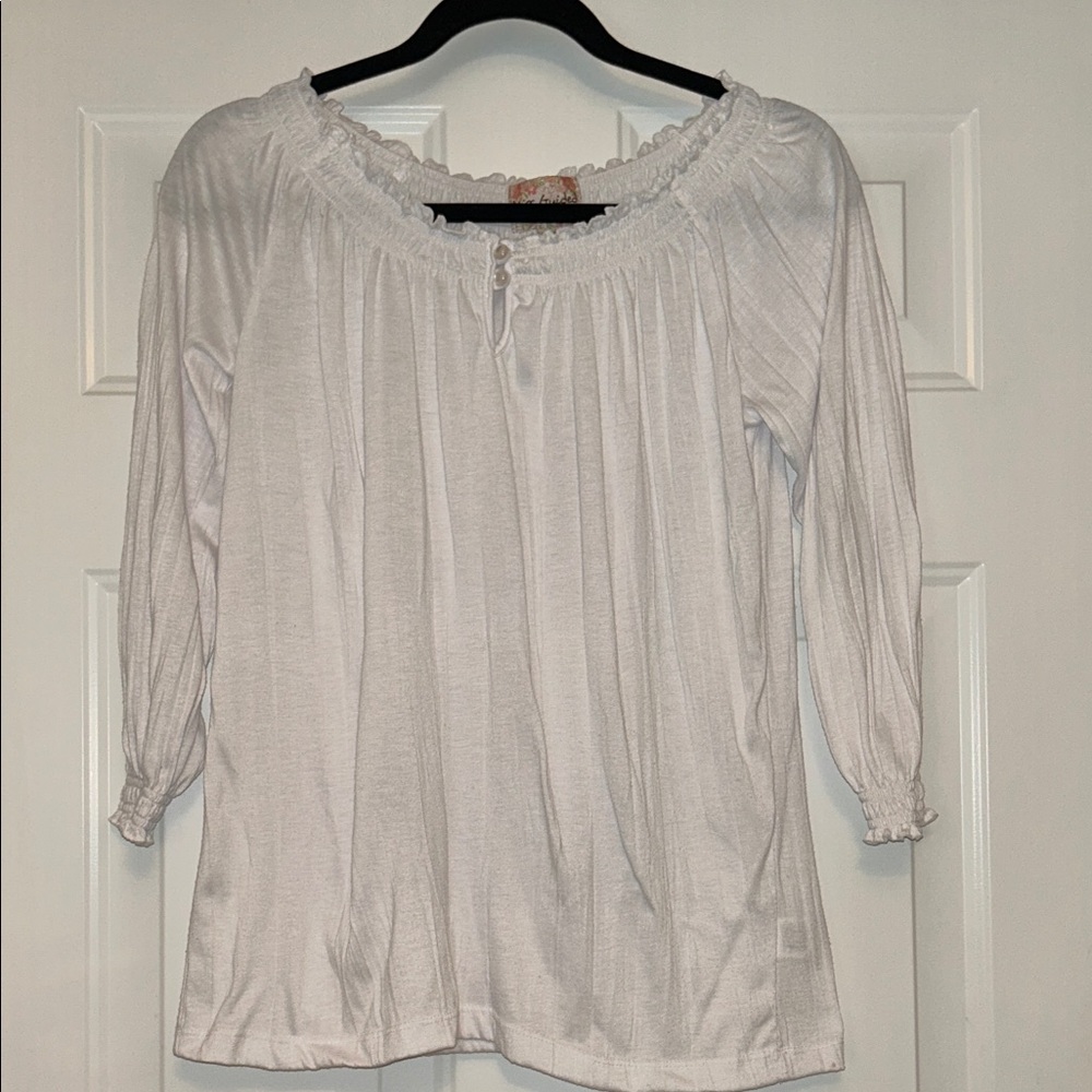 Missguided Off/On the Shoulder Women's Top S White Relaxed Knit Career